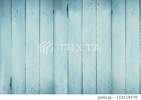 weathered pale blue plank wall is showing knots, nail holes and paint wear in flat design 133514570