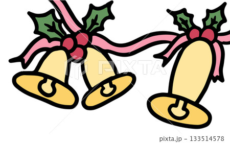 Hand drawn Christmas bells png for Christmas and New Year decoration, ornament, card print, sticker, festive winter, cute patches, shirt print, happy holiday, department store, brooch, pin 133514578