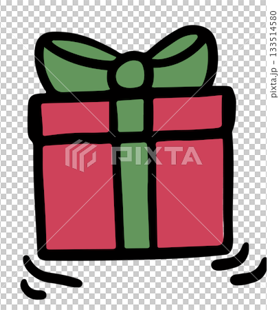 Hand drawn red gift box with green ribbon for Christmas and New Year, festive winter season, cartoon, comic, lucky draw, birthday, party, celebration, sticker, icon, department store, online shopping Hand drawn red gift box with green ribbon for Christmas and New Year, festive winter season, cartoon, comic, lucky draw, birthday, party, celebration, sticker, icon, department store, online shopping 133514580