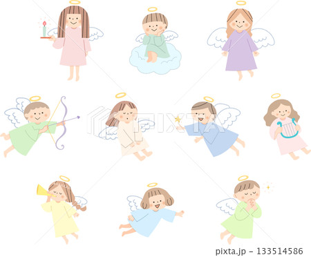 かわいい天使のイラストセット かわいい天使のイラストセット 133514586
