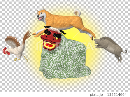 New Year's Greetings Year of the Dog Always Happy Twelve Lives 133514664