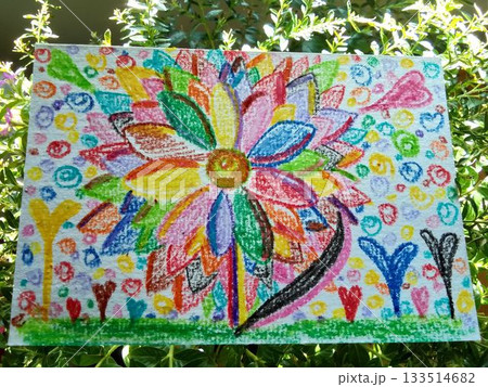 未知の花 クレヨン画 未知の花 クレヨン画 133514682