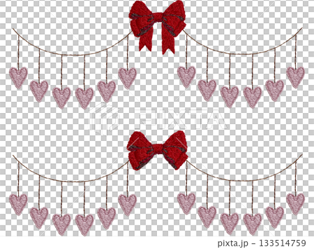 【心型絲帶花環組】手工刺繡插畫材質 133514759