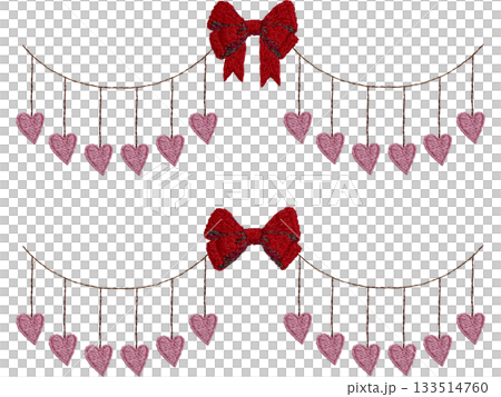 【心型絲帶花環組】手工刺繡插畫材質 133514760