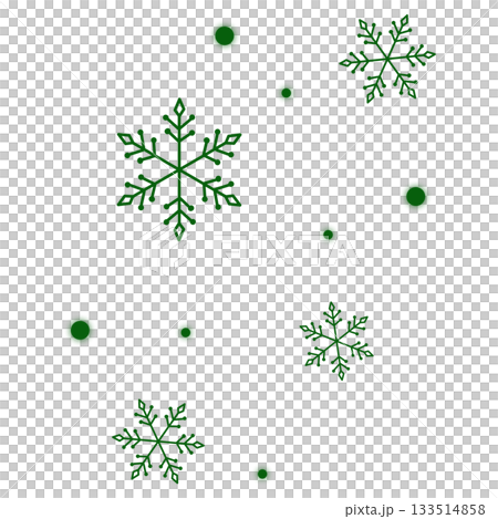 綠色飄雪和雪花的插圖 133514858