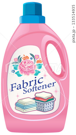 Pink Fabric Softener Bottle with Floral Label Illustration 133514935