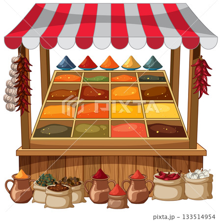 Middle Eastern Spice Market Stall Vector Illustration Middle Eastern Spice Market Stall Vector Illustration 133514954