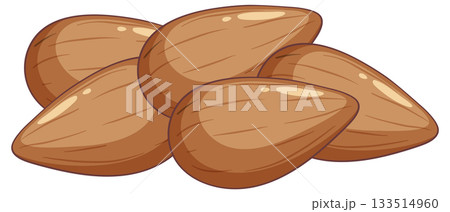 Cluster of Almond Nuts in Cartoon Vector Style 133514960
