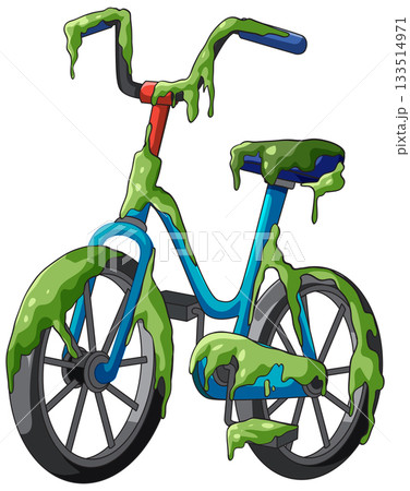 Abandoned Bicycle Covered in Green Slime Vector Illustration Abandoned Bicycle Covered in Green Slime Vector Illustration 133514971