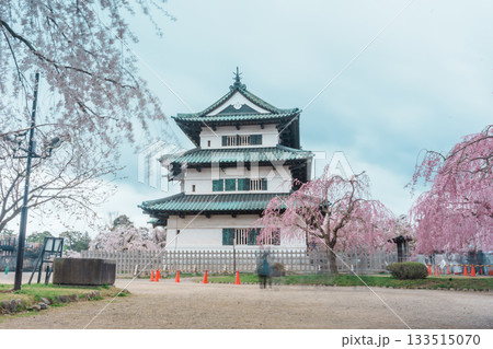 Beautiful Hirosaki Castle park with Sakura Cherry Blossom and Iwaki mount in Spring, traveling in Hirosaki city, Aomori, Tohoku, Japan. Landmark famous in Japan. Travel and Vacation destination Beautiful Hirosaki Castle park with Sakura Cherry Blossom and Iwaki mount in Spring, traveling in Hirosaki city, Aomori, Tohoku, Japan. Landmark famous in Japan. Travel and Vacation destination 133515070