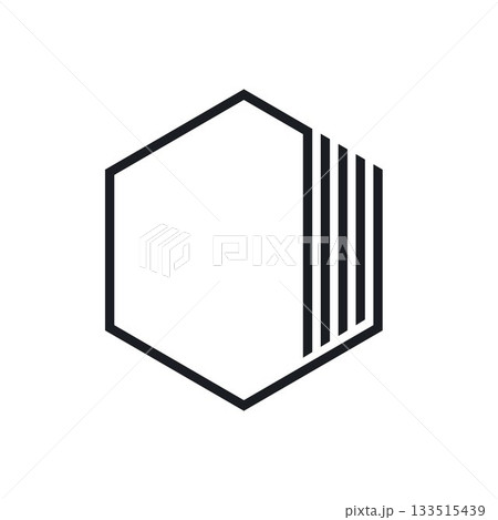black hexagonal line frame vector element design template 133515439