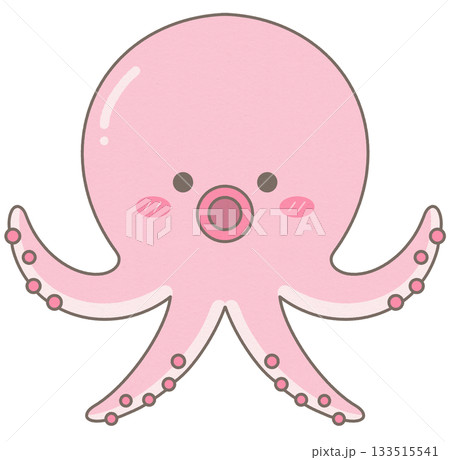 Cute Little Pink Octopus in an Underwater Wonderland 133515541