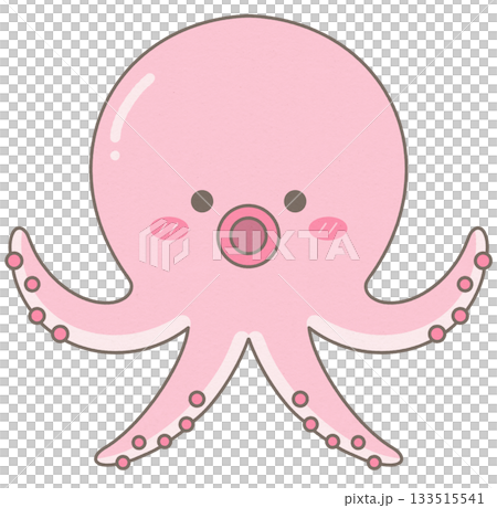 Cute Little Pink Octopus in an Underwater Wonderland 133515541