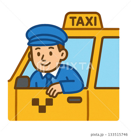 タクシー運転手のシンプルなイラスト 133515746
