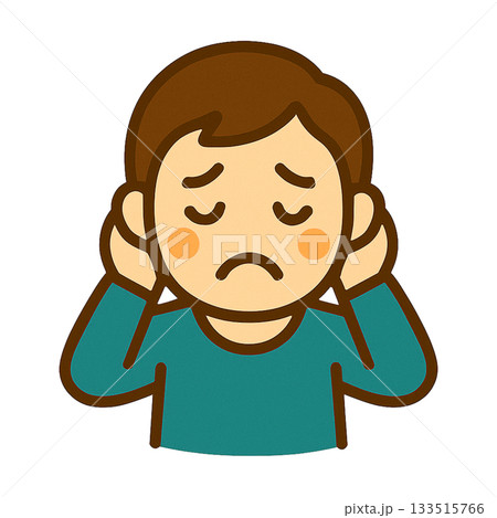 悲しむ男の子のシンプルなイラスト 133515766