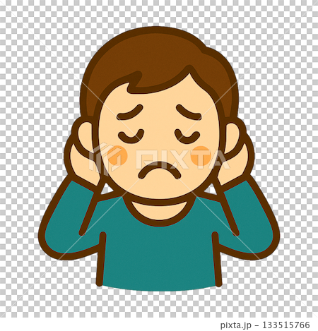 悲しむ男の子のシンプルなイラスト 133515766