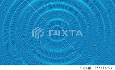 Dot pulse sound wave 3d fluid water particle music background, Music sound vibration wavy ripple backdrop. Audio pulse futuristic vector dot background, ripple motion wallpaper with blue surface 133515893