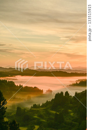 雲海が広がる星峠の朝景色 133515915