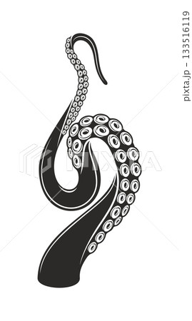 Octopus tentacle of kraken squid for tattoo art of underwater monster cuttlefish, isolated vector. Octopus tentacle or marine cthulhu monster and giant sea creature leg or arm hand of aquatic animal Octopus tentacle of kraken squid for tattoo art of underwater monster cuttlefish, isolated vector. Octopus tentacle or marine cthulhu monster and giant sea creature leg or arm hand of aquatic animal 133516119