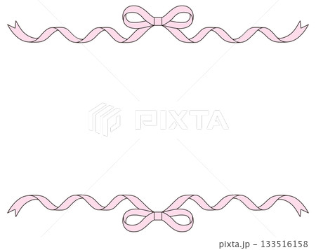 リボンのフレームのベクターイラスト。線画、りぼん、飾り、ピンク リボンのフレームのベクターイラスト。線画、りぼん、飾り、ピンク 133516158