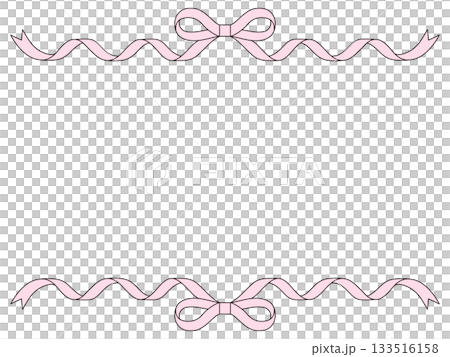 Vector illustration of a ribbon frame. Line art, ribbon, ornament, pink 133516158