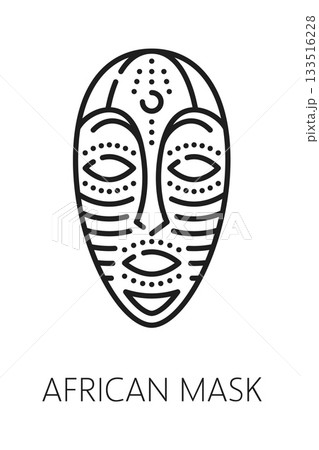 South Africa tribal mask, African travel line icon or symbol. South Africa tourism outline symbol, African continent travel outline vector icon. African country culture sign with tribe ritual mask 133516228