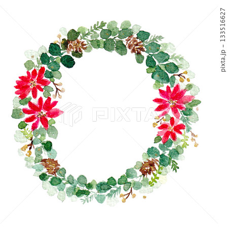 ポインセチアクリスマスリース ポインセチアクリスマスリース 133516627