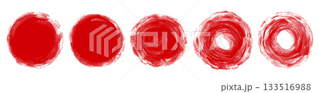 筆の手書き円セット 丸 あしらい 133516988