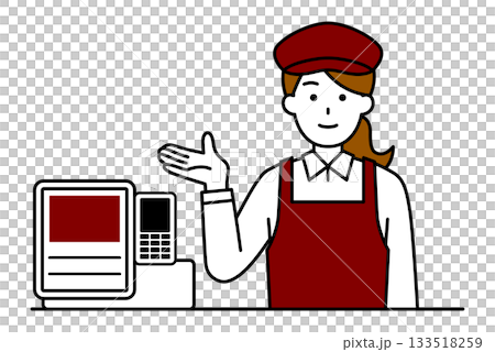 收銀台前的女咖啡店員 133518259