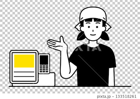 一位在居酒屋收銀台工作的女服務員 133518261