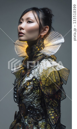 2100年をイメージした未来の美人ヘアメイクスタイル（9：16） 133518399