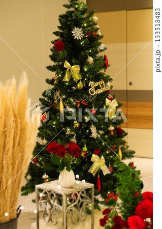 キラキラ輝くクリスマスツリー キラキラ輝くクリスマスツリー 133518483