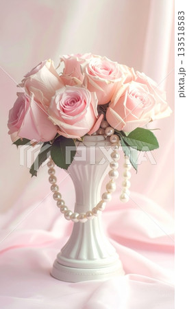 Vintage Rose Wrapped Pearl Necklace 133518583