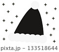 スタイリッシュな黒のサンタ帽子 133518644