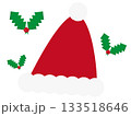 サンタハットとヒイラギの冬イラスト 133518646