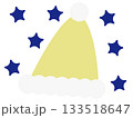 青い星と黄色のサンタ帽子デザイン 133518647