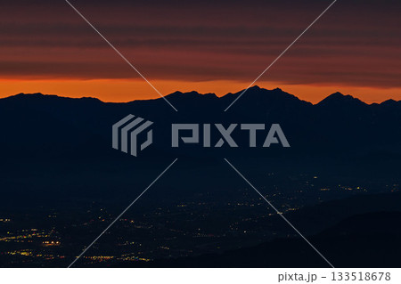 高ボッチ高原からの北アルプス夕景色 133518678
