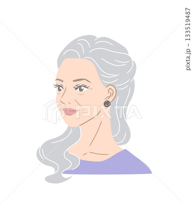 グレイヘアのきれいなシニア女性のカラーイラスト素材 グレイヘアのきれいなシニア女性のカラーイラスト素材 133519487
