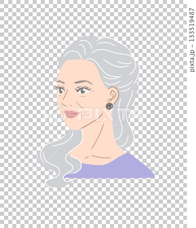 Color illustration of a beautiful senior woman with gray hair Color illustration of a beautiful senior woman with gray hair 133519487
