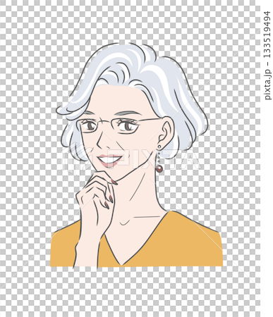 一位有著灰髮的美麗老婦人的插圖素材 一位有著灰髮的美麗老婦人的插圖素材 133519494