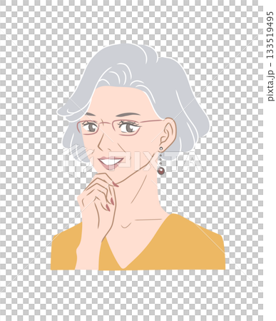 一位美麗、頭髮花白的老婦人的彩色插圖 一位美麗、頭髮花白的老婦人的彩色插圖 133519495