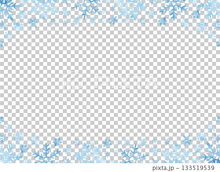 透明感のある雪の結晶の水彩フレームイラスト 透明感のある雪の結晶の水彩フレームイラスト 133519539