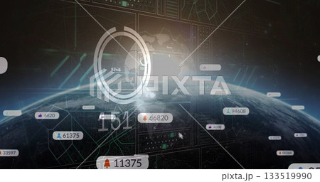 Displaying semi-transparent Earth globe in station interface with HUD, numeric tags, cursor pointer Displaying semi-transparent Earth globe in station interface with HUD, numeric tags, cursor pointer 133519990
