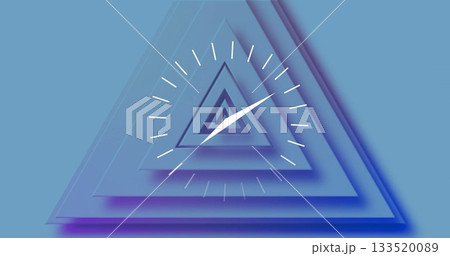Displaying concentric triangles receding in digital art with circular white tick marks and pointer 133520089