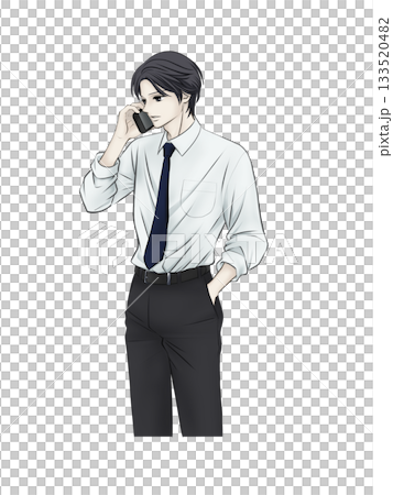 辦公室職員使用智慧型手機通話的插圖 133520482