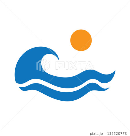 Encapsulated Monoline Wave Forming A Frame Around Centered Sun Logo 133520778