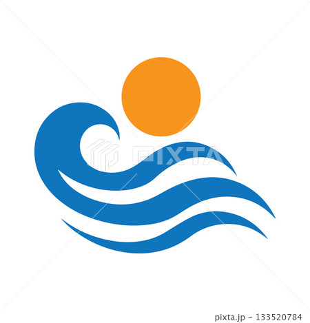 Modern Smooth-Fusion Wave And Sunrise Emblem With Geometric Harmony Modern Smooth-Fusion Wave And Sunrise Emblem With Geometric Harmony 133520784