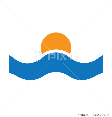 Bold Angular Lightning-Shaped Wave Beneath A Compact Half-Sun Symbol 133520792