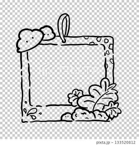 Cute nature decoration photo frame cartoon border outline illustration 133520812