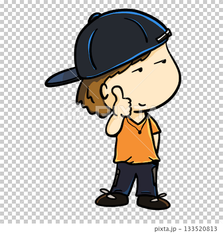 Street boy gives a thumbs-up with smile cartoon illustration 133520813